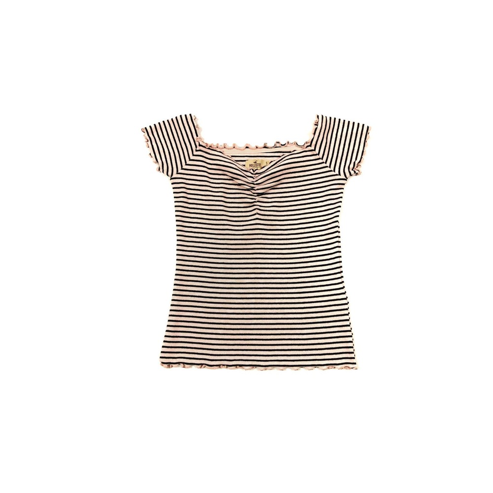 Hollister Girls Crop Top Peach Stripe Size S